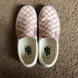 pink vans checkerboard slip on